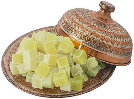 Cerez Pazari Turkish Delight with Fantastic Gum Mastic 7 oz Gourmet Small Size Snacks Gift Box | No Nuts Sweet Luxury Traditional Confectionery Vegan Soft Candy Dessert Glucose Free Turkish Delight (Loukoumi) Approx.18 Pcs
