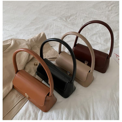 Base'ic Women's Vegan Leather Bag – Elegant Small Shoulder Purse with Lock Closure (Wine)