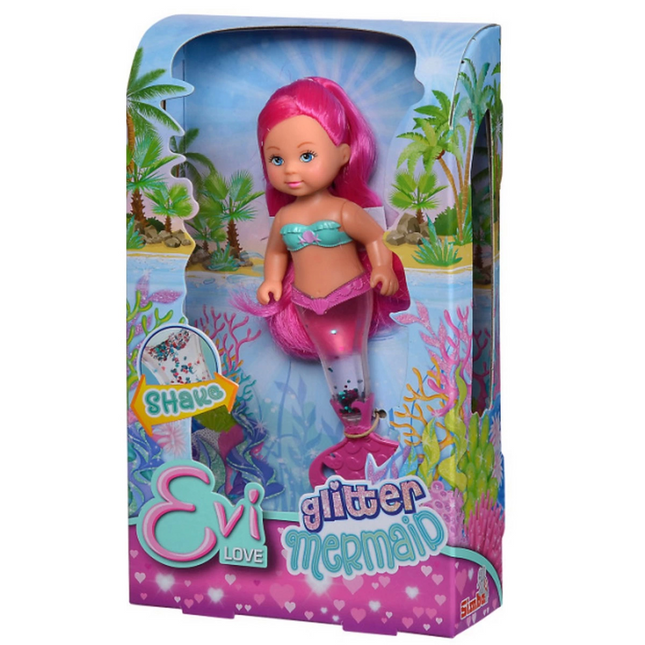Evi Love Sparkly Mermaid Doll with a Tail Fin that Glows When Shaked SMB-105733482