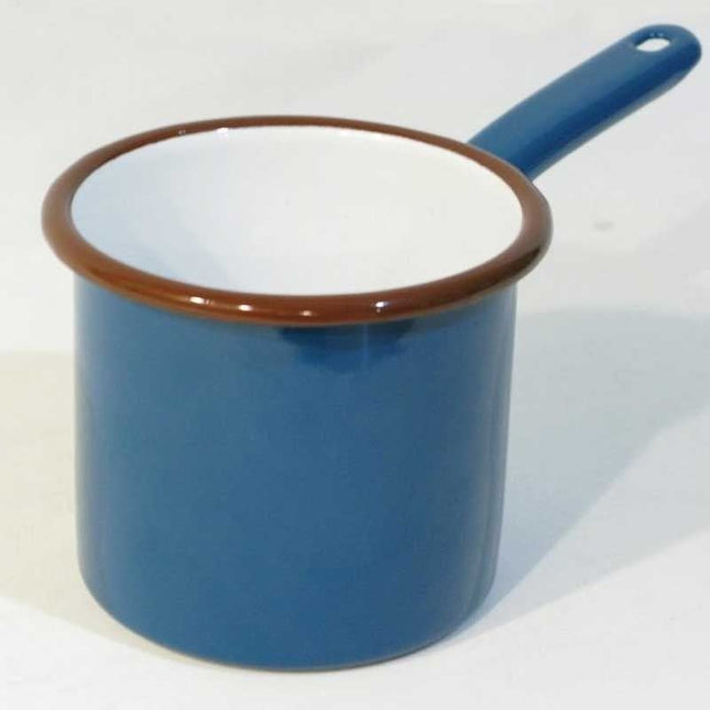 Enameled Metal Handle Milk Jug Petrol Green