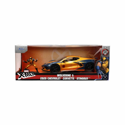 1:24 2020 Chevrolet Corvette Stingray Model Car and Wolverine Figure