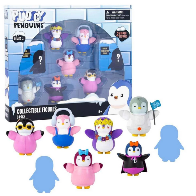 Pudgy Penguins 8-Piece Figure Set S2 Penguin Holding Flag Set