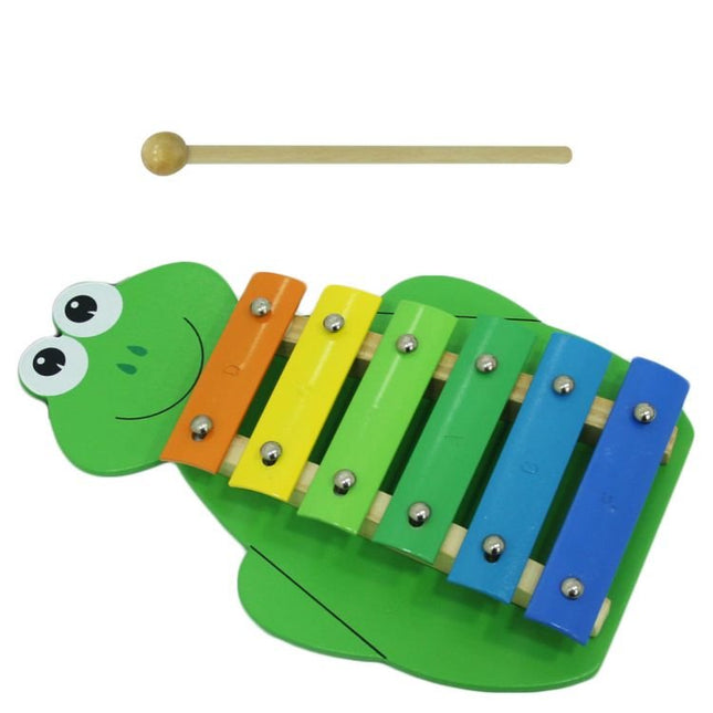Wooden Xylophone with Frog Figure