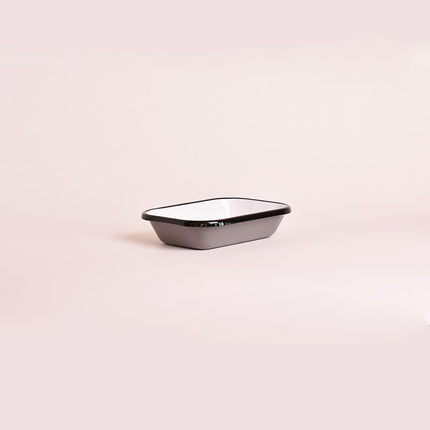 Enamel 16x11 cm Appetizer Plate Gray-White-Black Cord