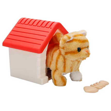 Cute Plush Cat with Sound and Animated Kennel