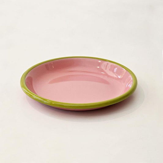 Enamel Plate 20 cm Dusty Rose Cord Purple Green