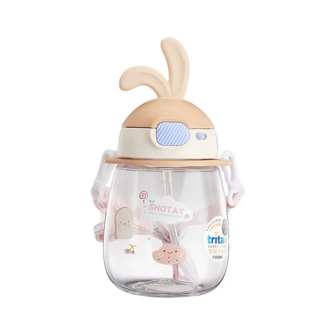 Shotay Tritan Straw Hanging Water Bottle with Ears 600 ml