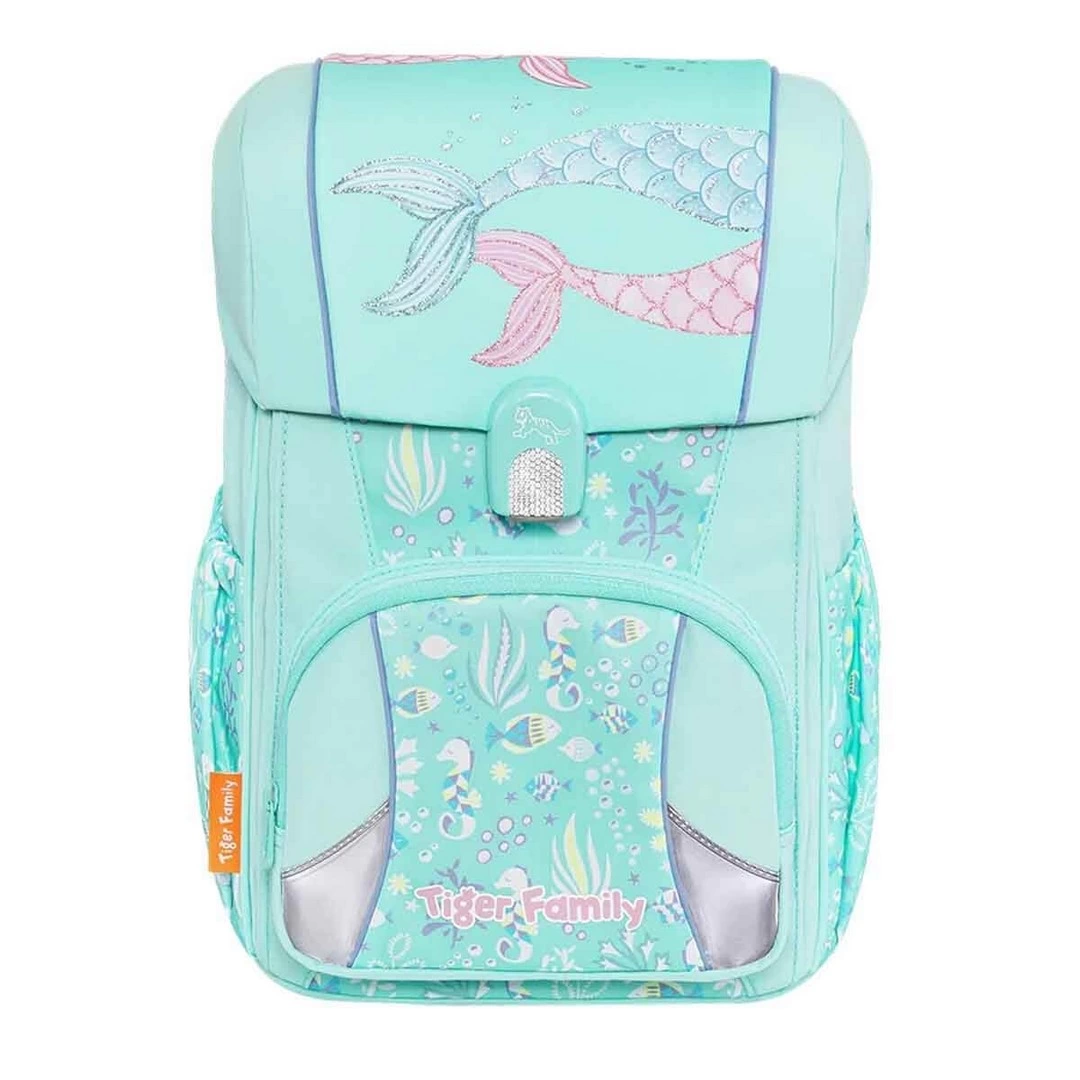 Green School Bag with Mermaid Tail Pattern