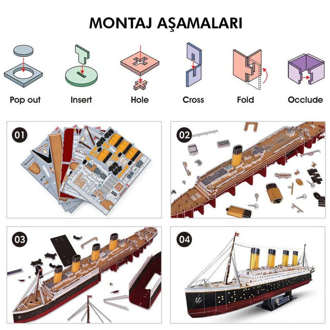 Cubic Fun 266 Parça 3D Puzzle Led Işıklı Titanik