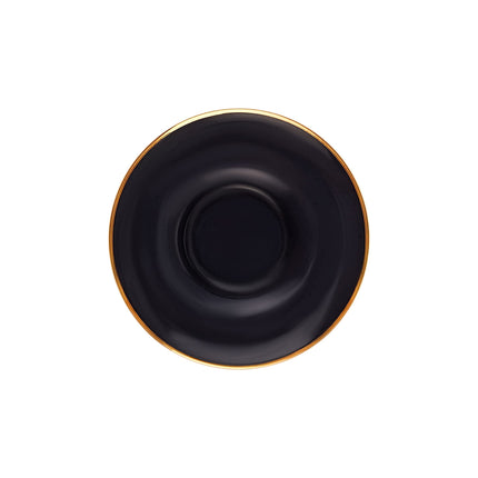 KARACA Retro Anthracite Tea Set for 6, 6 Turkish Tea Glasses, 12 Pcs, Gold Decal Details