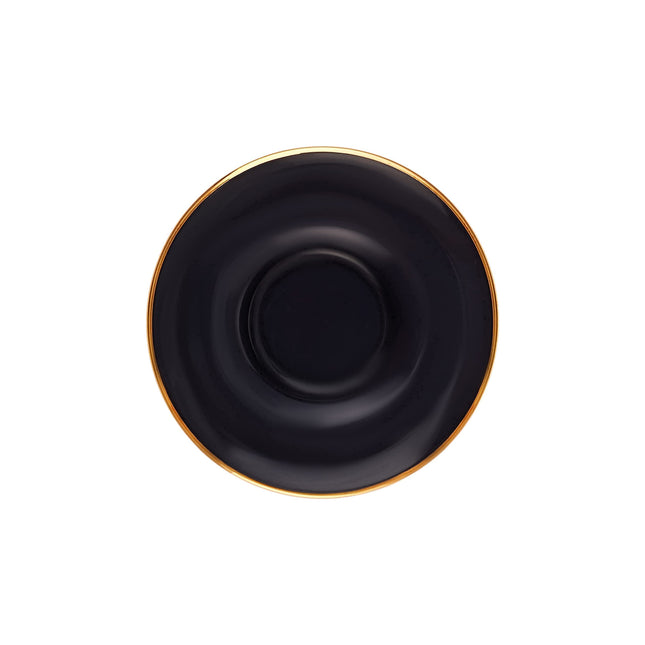 KARACA Retro Anthracite Tea Set for 6, 6 Turkish Tea Glasses, 12 Pcs, Gold Decal Details