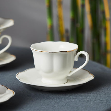 KARACA Çan Turkish Coffee Cup Set for 6 People - 12 Piece Cups with Saucers - Small Porcelain Espresso Set - Ideal for Serving Greek, Arabic Coffee (3 fl oz)