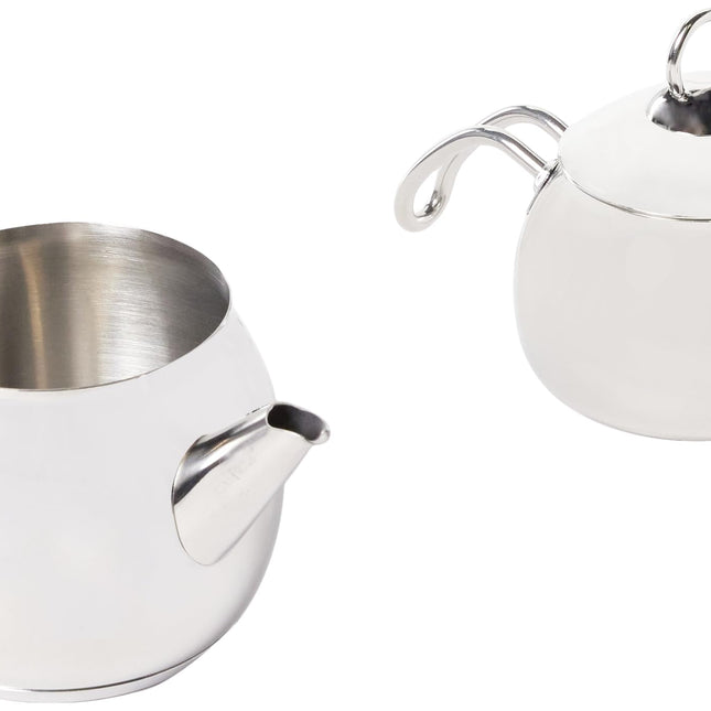 Karaca Adelya Stainless Steel Induction Teapot Set with 0.65L Teapot &amp; 1.1L Tea Kettle, Traditional Turkish Tea Set Brewing System, Dishwasher Safe, Silver