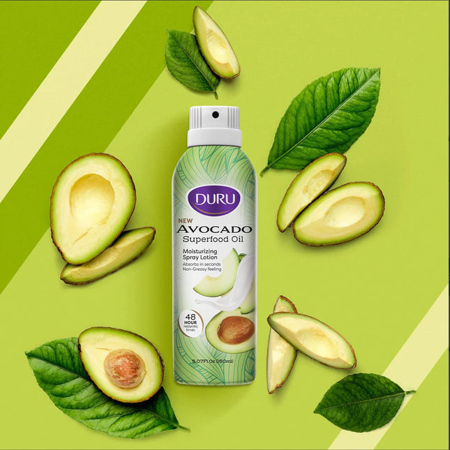 Duru Avocado Moisturizing Spray Lotion - Spray Moisturizer Avocado Oil Lotion 48 Hour Moisture Body Lotion