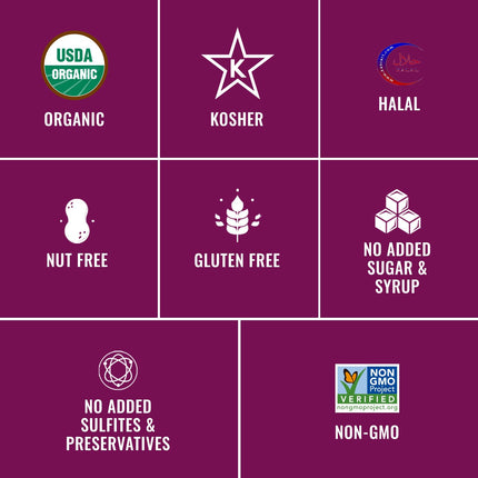 Sunny Fruit Organic Probiotic Prunes - 6 Bags (30 Individual Portion Packs) | Dried Plums Snack Packs with Live Probiotics | ORGANIC, NON-GMO, KOSHER, HALAL, NO PRESERVATIVES, NO SUGAR ADDED