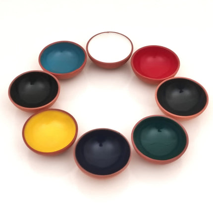 Ayennur Turkish Terracotta Pinch Charcuterie Ceramic Bowls Set of 8-3.15 Inch(8cm)-3.5 (oz),Dipping Sauce Dish Prep Condiments Small Tiny Bowls (Multi 6)