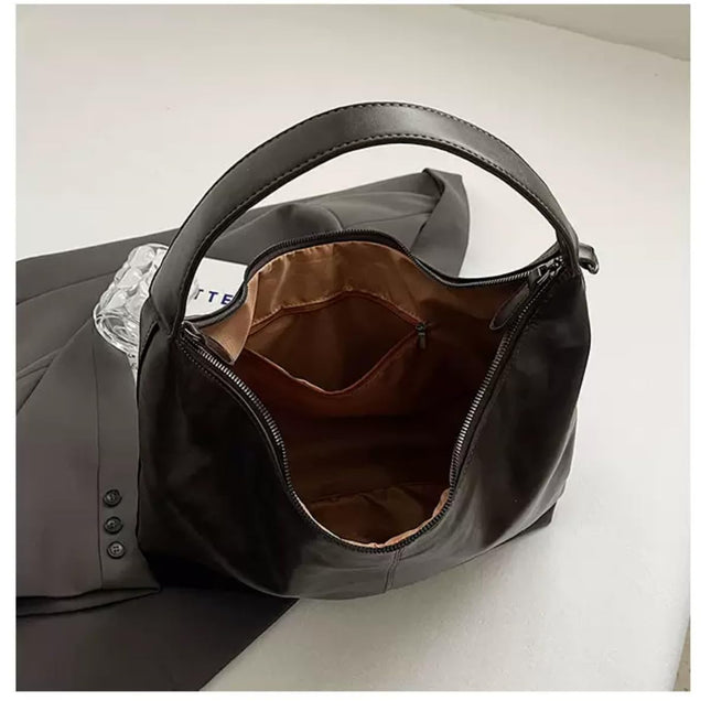 Base'ic Women's Vintage Hobo Vegan Leather Shoulder Bag – Large Capacity Crossbody Purse with Baseball Charm (Dark Brown)