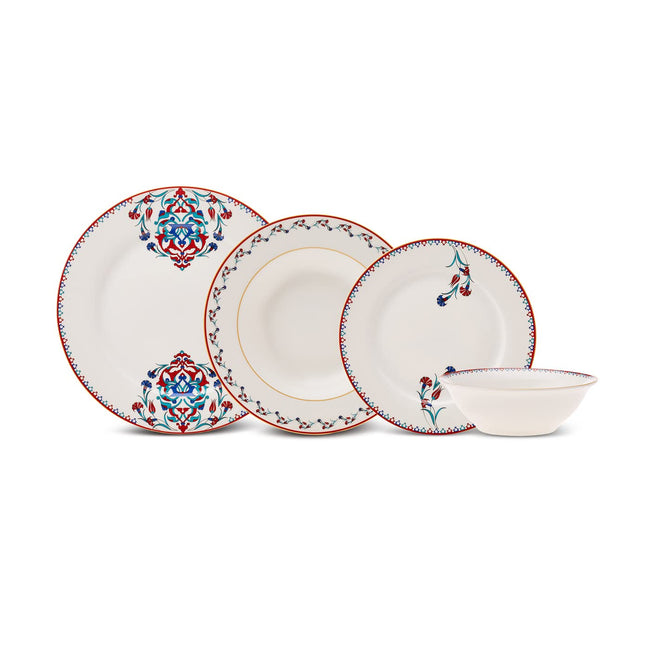 Karaca Nakkas 24-Piece Porcelain Dinner Set for 6 People, Unique Design, Crockery and Plates, Daily and Special Occasions, Chic and Elegant Table Service