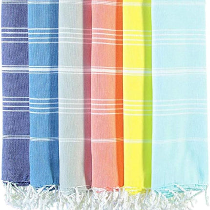 HAVLULAND Turkish Beach Towels Oversized -100% Turkish Cotton Super Soft Lightweight - Absorbent and Quick Drying Bath Towel - Sand Free Beach Towel - Turkish Towels (Sultan, 6 Pack)