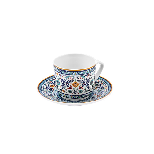KARACA Beylerbeyi Turkish Coffee Cup Set for 6 People - 12 Piece Cups with Saucers - Small Porcelain Espresso Set - Ideal for Serving Greek, Arabic Coffee (2.7 fl oz)