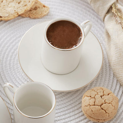 KARACA Elda Turkish Coffee Cup Set for 6 People - 12 Piece Cups with Saucers - Small Porcelain Espresso Set - Ideal for Serving Greek, Arabic Coffee (2.7 fl oz)