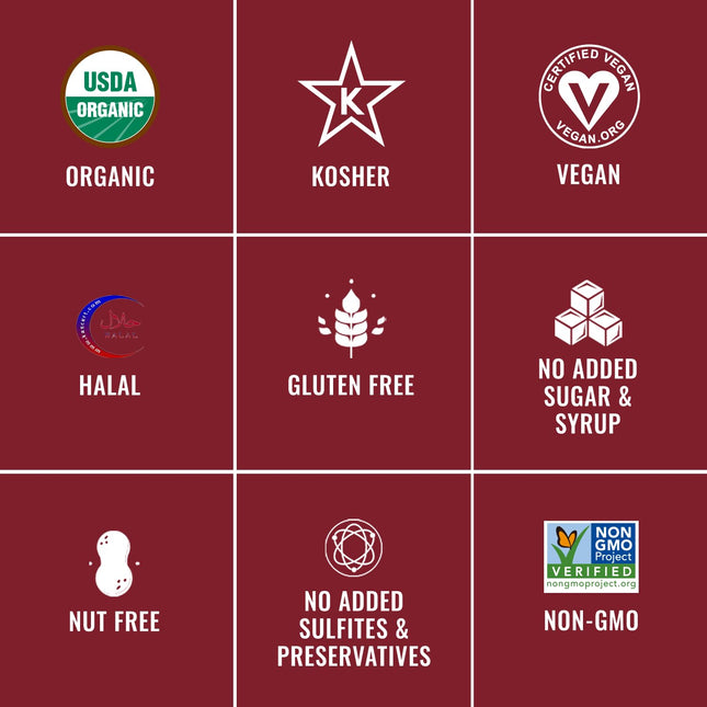 Sunny Fruit Soft Organic Dried Tart Cherries - 1 Bag (5 Individual Portion Packs) | Healthy, Convenient Snack Packs | ORGANIC, NON-GMO, VEGAN, HALAL, KOSHER, NO PRESERVATIVES