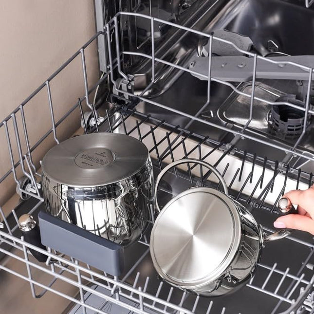 Karaca Stella Stainless Steel Turkish Teapot Set, 1L Tea Pot &amp; 2L Water Tank (Kettle), Stove Top/Induction Compatible, Elegant Silver Color, Easy to Clean, Heat-Resistant Handles