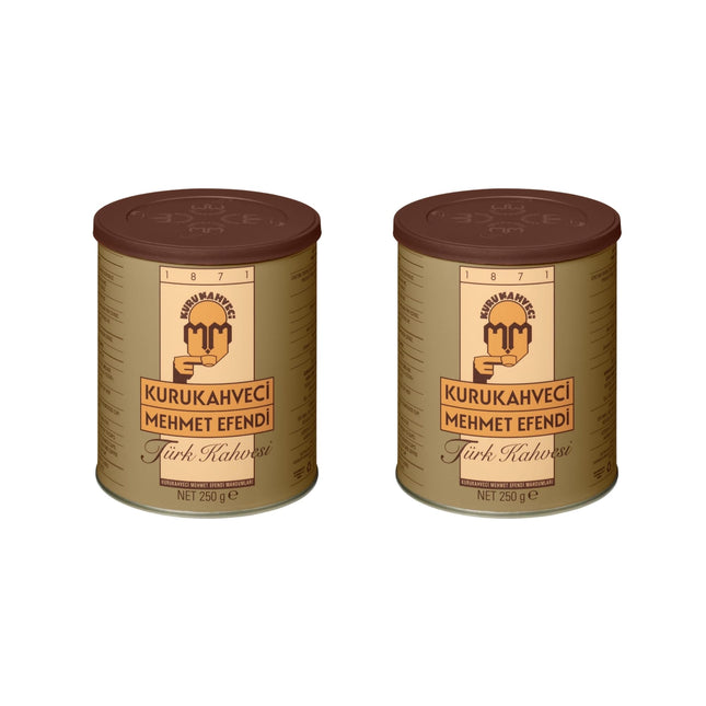 KURUKAHVECI MEHMET EFENDI Turkish Coffee, Arabica Beans, Roasted Ground, Rich Aroma, Fresh, Medium to Heavy-bodied, Original Taste Since 1871 (8.8 OZ / 250 Gr) Pack of 2