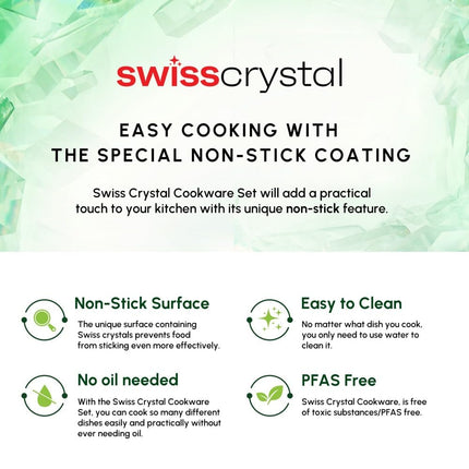 KARACA Fancy Ceramic Cookware Sets Black, Kitchen Pots &amp; Pans Set Non Stick with Lid, Swiss Crystal Surface, Induction Cooking Utensils, 7-Piece, Dishwasher Safe