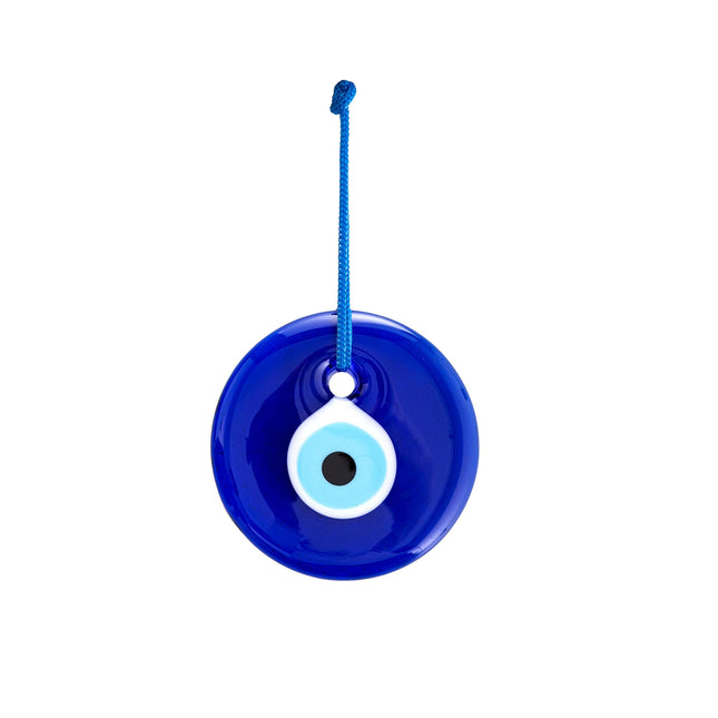 Erbulus 3.5" Glass Blue Evil Eye Wall Hanging Ornament - Evil Eye Decor - Turkish Handmade Nazar Amulet - Home Protection Charm - Evil Eye Wall Decor Amulet in a Box