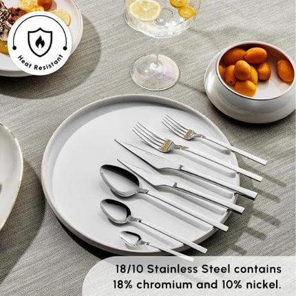 Karaca Boreas 84-Piece Kitchen Silverware Sets, Stainless Steel Cutlery Set for 12 People, Durable, Elegant, Dishwasher Safe, Includes Table &amp; Dessert Spoons, Forks &amp; Knives