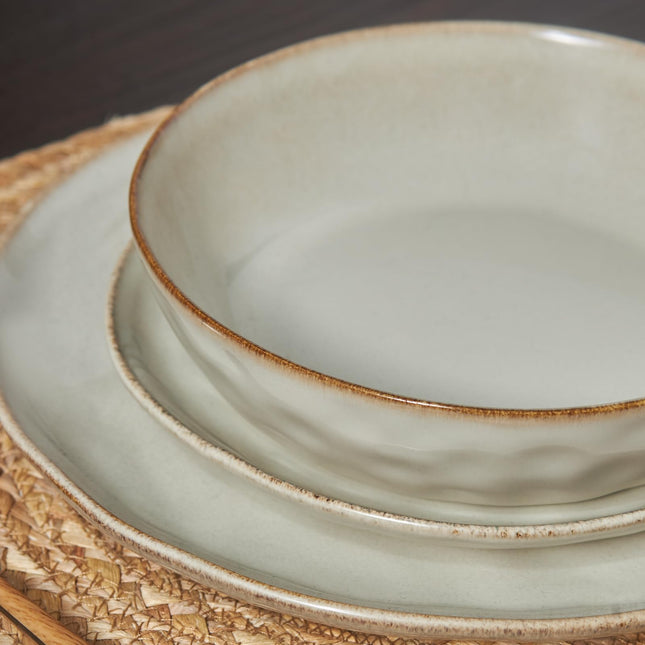 Karaca Aria Reactive Tableware Set for 6 People, 24 Pieces, Beige, Dining Tableware, Unique in The Foreground, Natural Colours, Cleanable and Durable