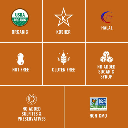 Sunny Fruit Organic Prebiotic Apricots - 6 Bags (30 Individual Portion Packs) | Convenient Snack Packs with Prebiotic Fiber | ORGANIC, NON-GMO, KOSHER, HALAL, NO PRESERVATIVES, NO SUGAR ADDED