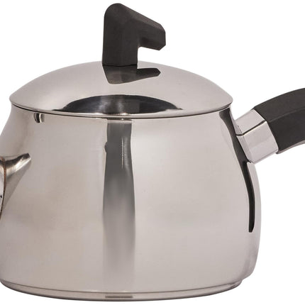 Karaca Belinay Teapot Set Silver Black, 18/10 Stainless Steel, Teapot/Lid (1 lt, 2.20 lb), Tea Kettle (1.6 lt, 3.5 lb), Suitable for Induction