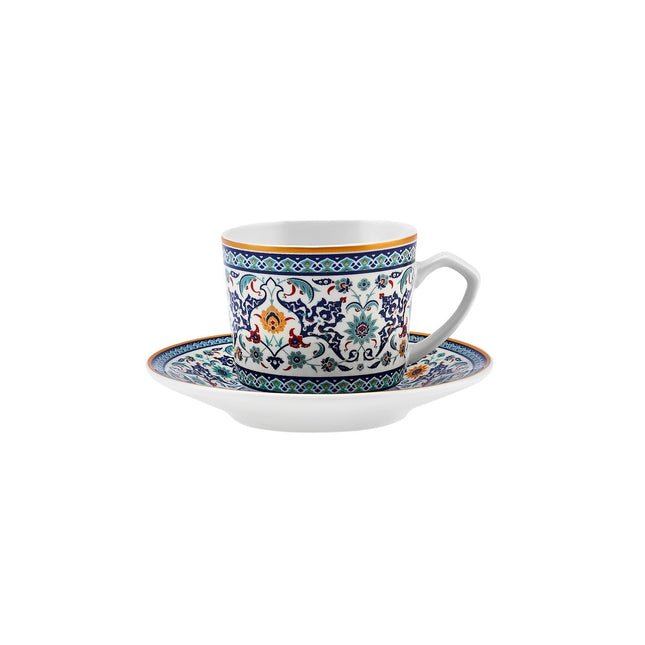KARACA Beylerbeyi Turkish Coffee Cup Set for 6 People - 12 Piece Cups with Saucers - Small Porcelain Espresso Set - Ideal for Serving Greek, Arabic Coffee (2.7 fl oz)