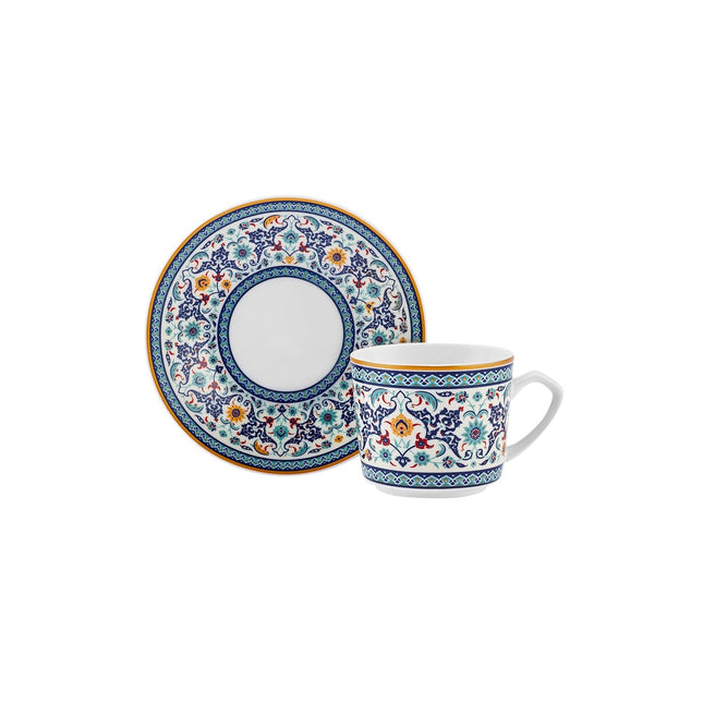 KARACA Beylerbeyi Turkish Coffee Cup Set for 6 People - 12 Piece Cups with Saucers - Small Porcelain Espresso Set - Ideal for Serving Greek, Arabic Coffee (2.7 fl oz)