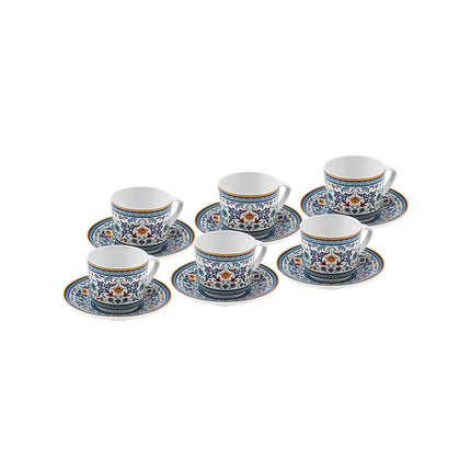 KARACA Beylerbeyi Turkish Coffee Cup Set for 6 People - 12 Piece Cups with Saucers - Small Porcelain Espresso Set - Ideal for Serving Greek, Arabic Coffee (2.7 fl oz)