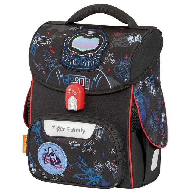 Space Patterned Black School Bag