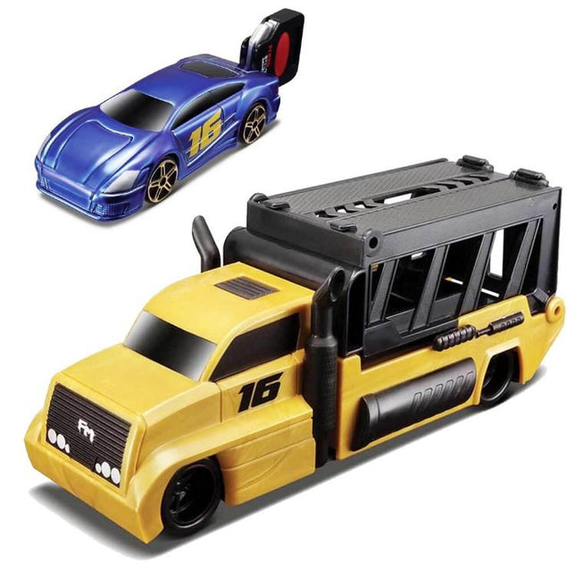 Maisto Burnin Key Car and Transporter Truck