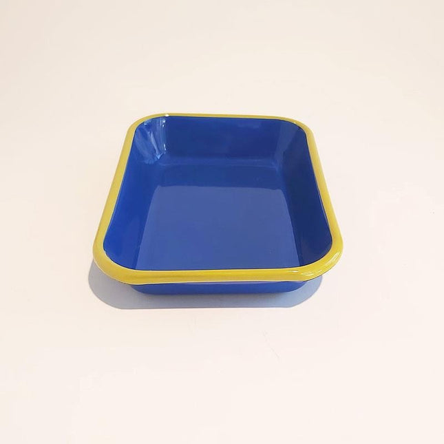 Enamel Appetizer Plate Cobalt Light Green 22 x 16 cm