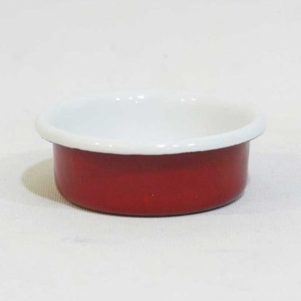 Enamel Jam and Sauce Bowl Red White