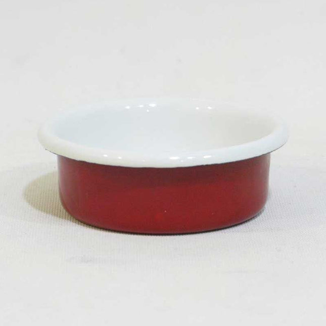 Enamel Jam and Sauce Bowl Red White
