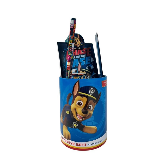 Paw Patrol 7 Piece Stationery Set with Metal Pencil Holder