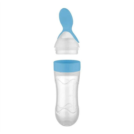 Babyjem Sıkmalı Kaşıklı Mama Biberonu Mavi