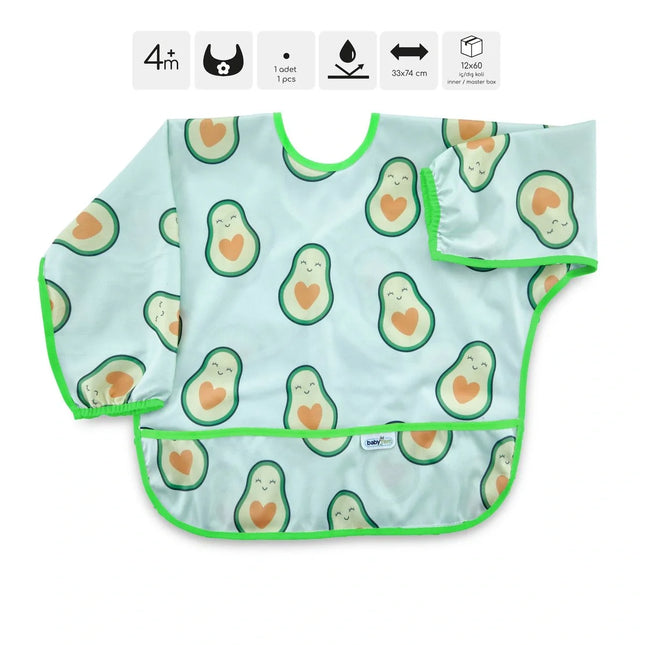 Babyjem Baskılı Blw Kollu Mama Önlüğü Avakado Desen