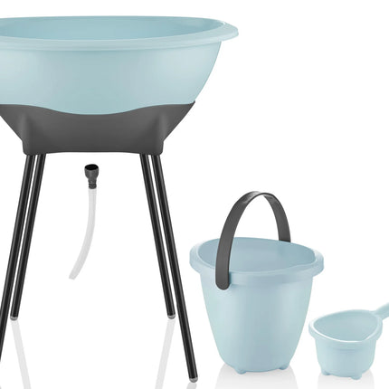 Babyjem Elegant Yenidoğan Ayaklı Bebek Banyo Küvet Seti Soft Mavi