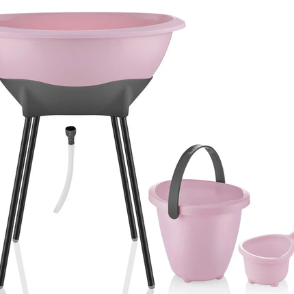 Babyjem Elegant Yenidoğan Ayaklı Bebek Banyo Küvet Seti Soft Pembe