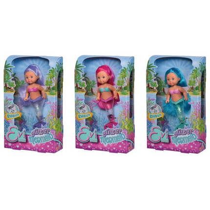 Evi Love Sparkly Mermaid Doll with a Tail Fin that Glows When Shaked SMB-105733482
