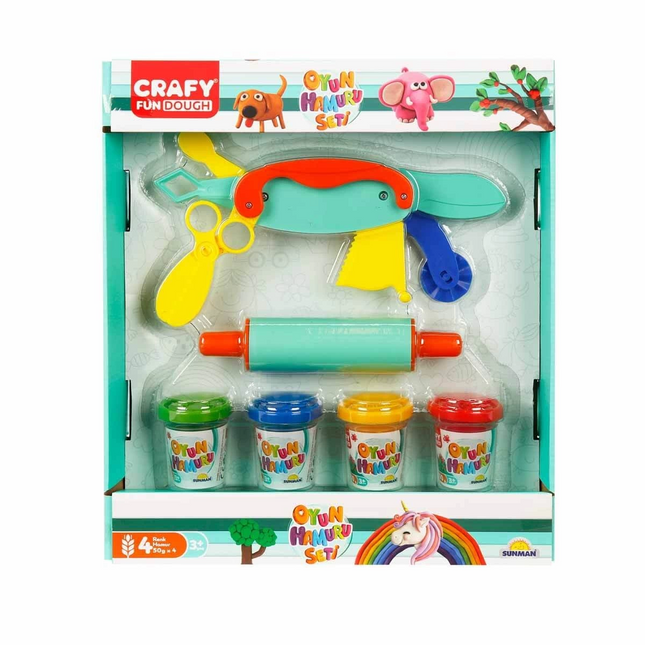 Play Dough Shaping Set 200 gr 6 Piece Pink Rolling Pin