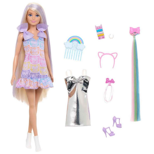 Barbie Upuzun Muhteşem Saçlı Bebek Saç Tasarım Oyun Seti